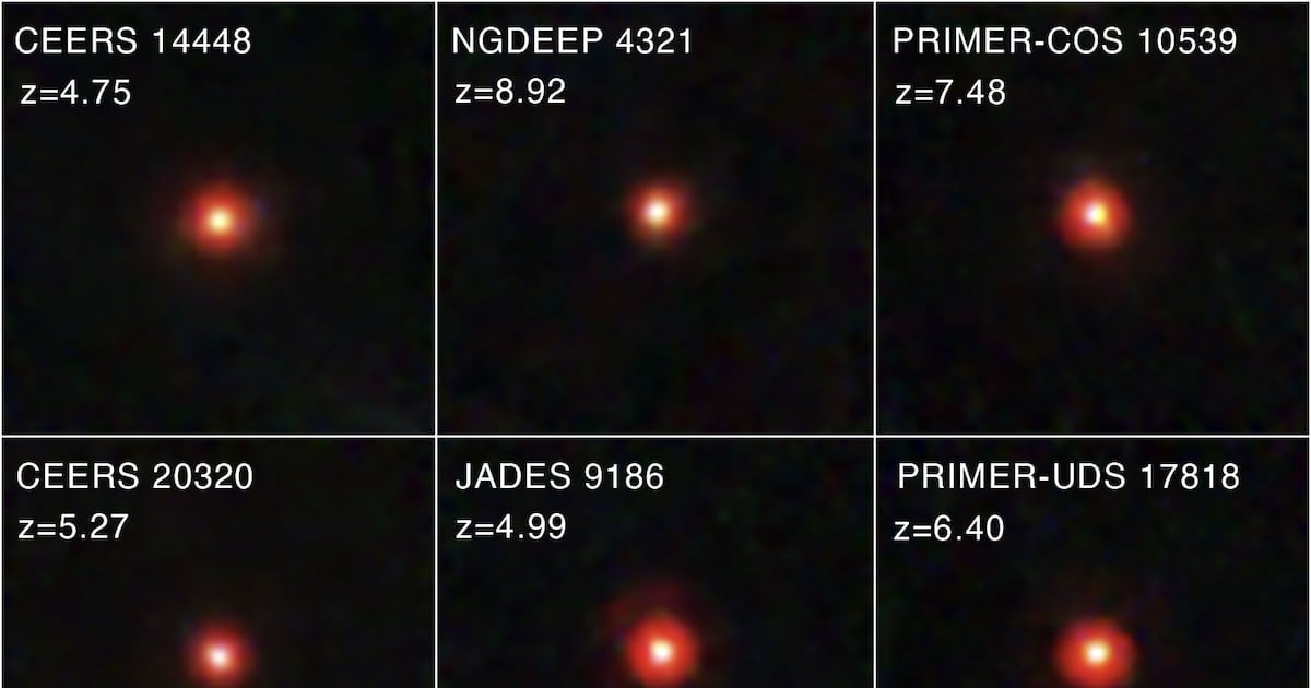 Telescópio James Webb encontra enigma em forma de pequenos pontos vermelhos