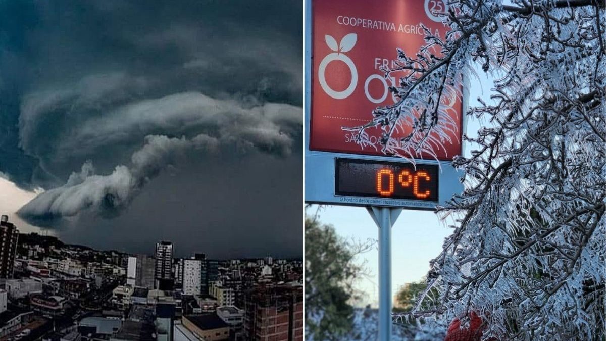 Ciclone e ar polar trazem frio intenso e temporais no Sul e Sudeste