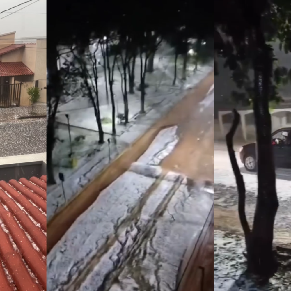 Chuva de granizo cobre cidades de MG de gelo e interrompe água