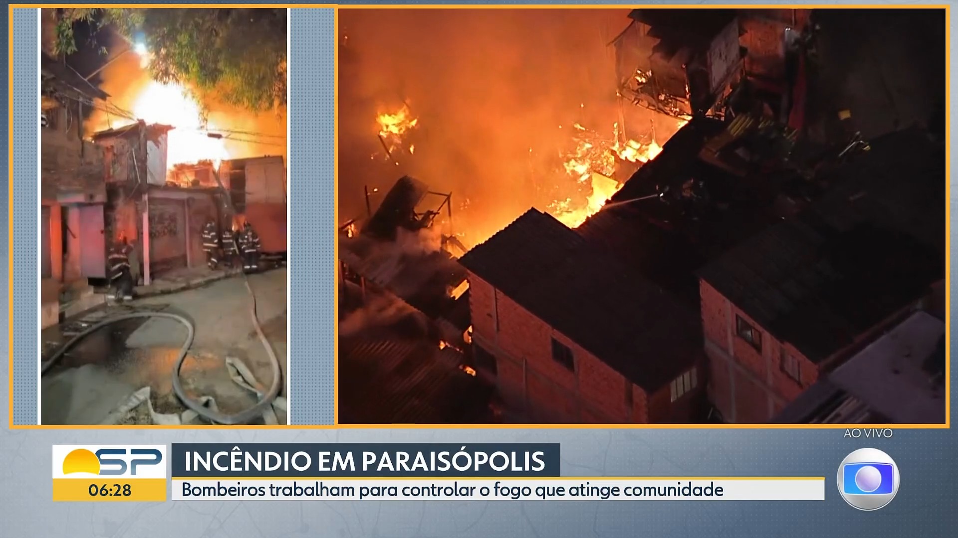 Incêndio destrói mais de 50 barracos em Paraisópolis, na Zona Sul