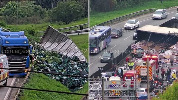 Acidentes com carretas bloqueiam Raposo Tavares e Rodoanel na Grande São Paulo