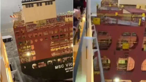 VÍDEO: Cruzeiro colide com dois cargueiros durante tempestade na Alemanha
